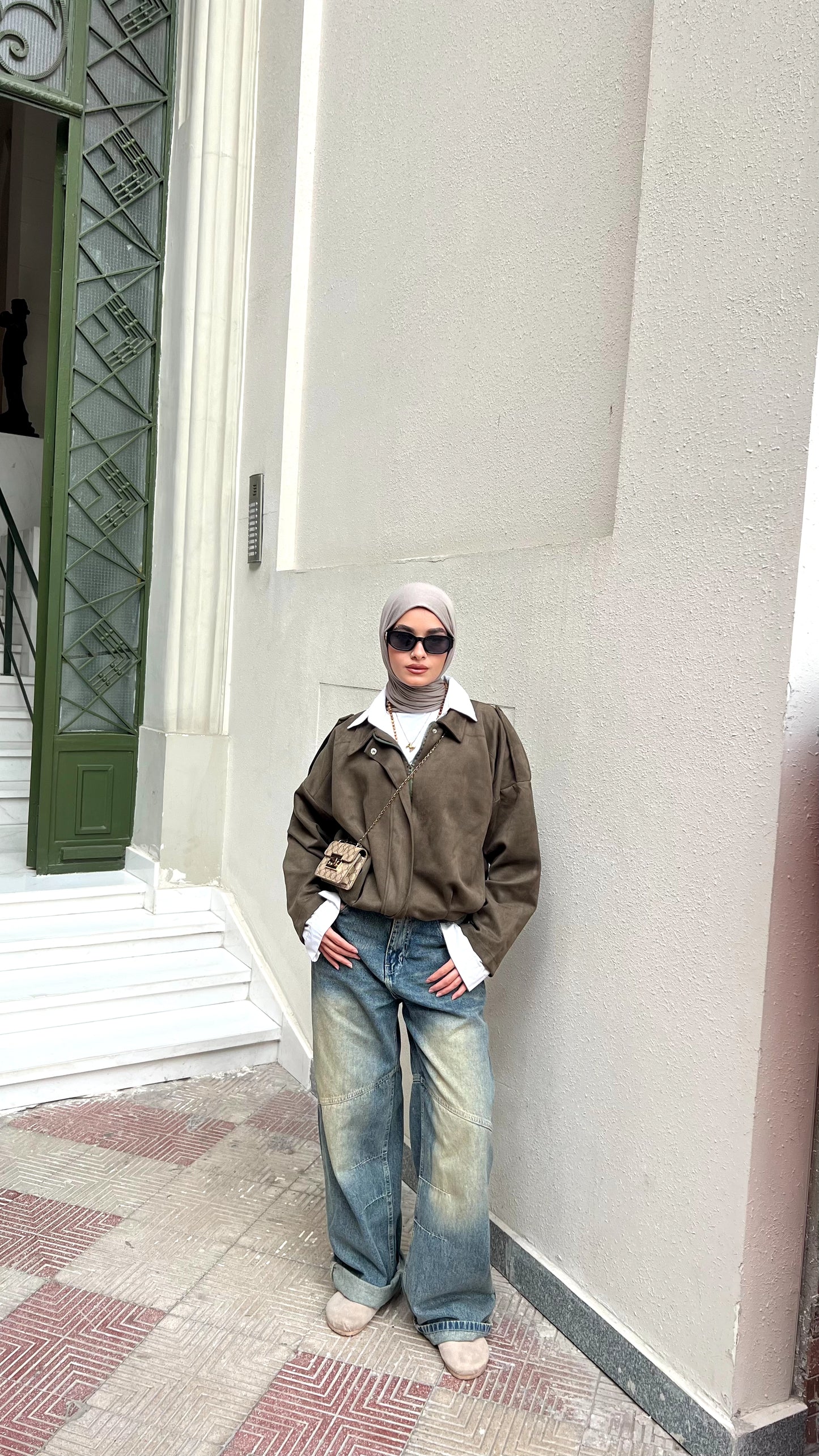 Olive Oversized Suede Jacket