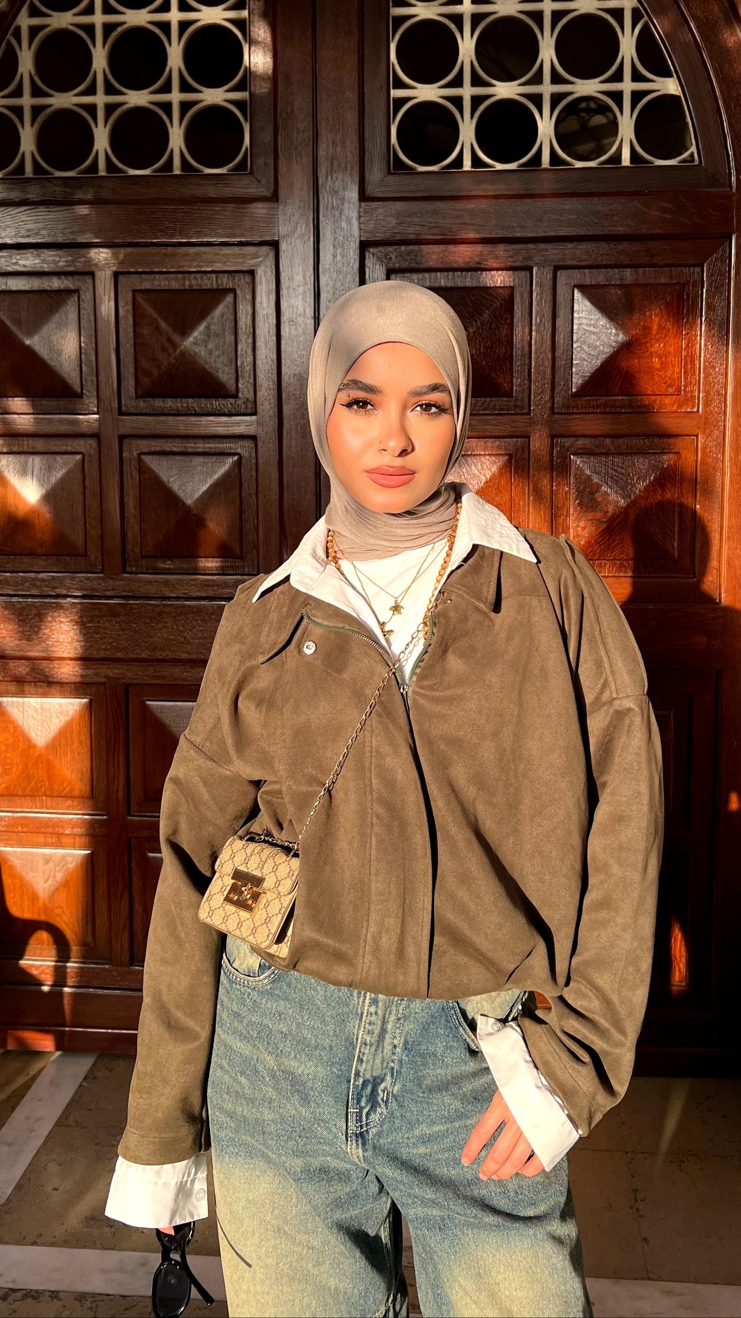 Olive Oversized Suede Jacket