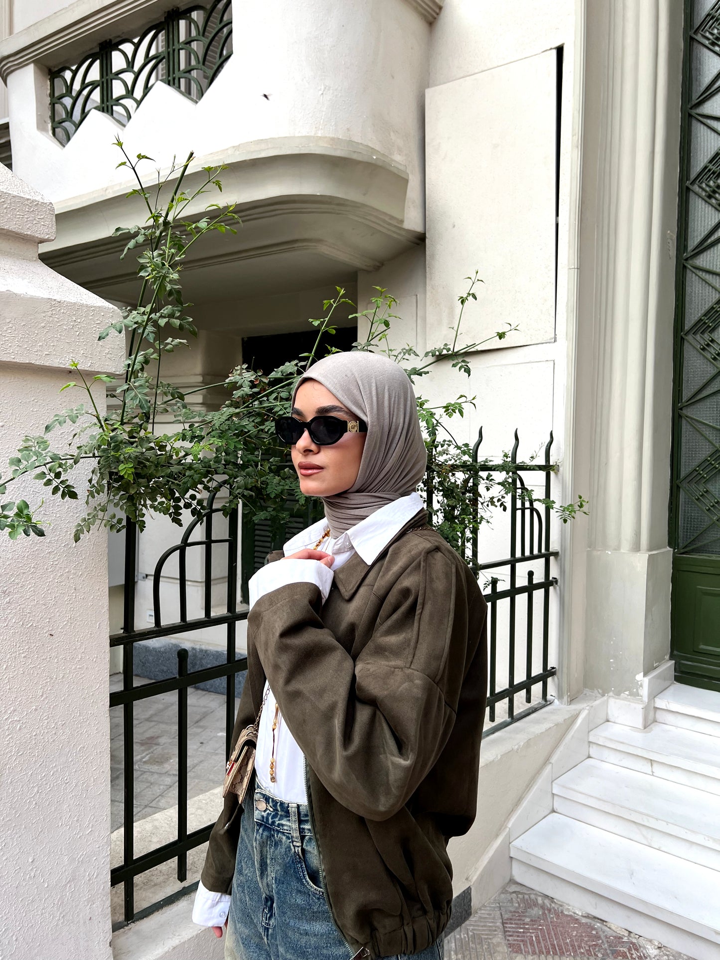 Olive Oversized Suede Jacket