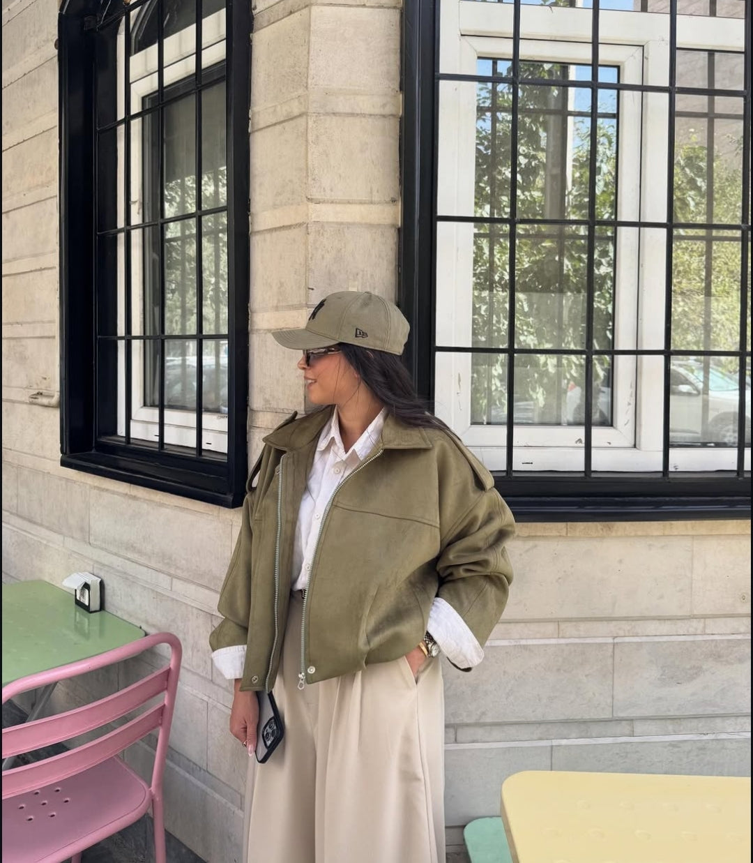 Olive Oversized Suede Jacket